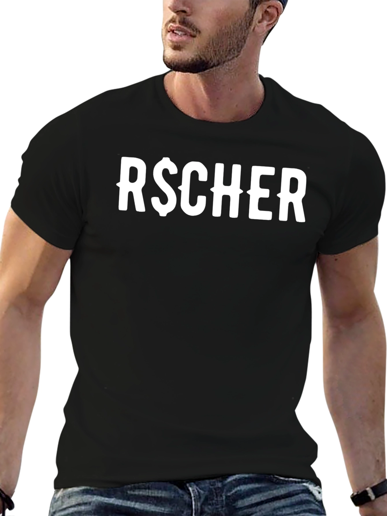 R$CHER Black Graphic Tee - Bold Streetwear Style