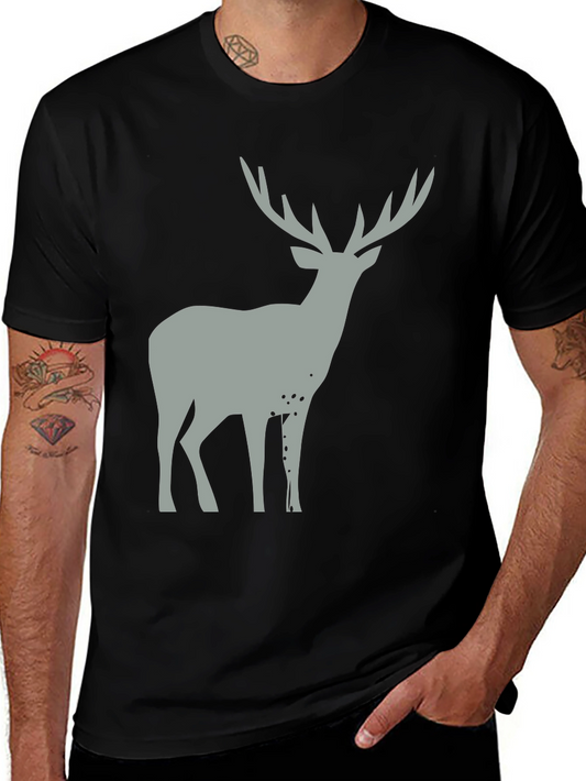Mens Black Deer Graphic T-Shirt