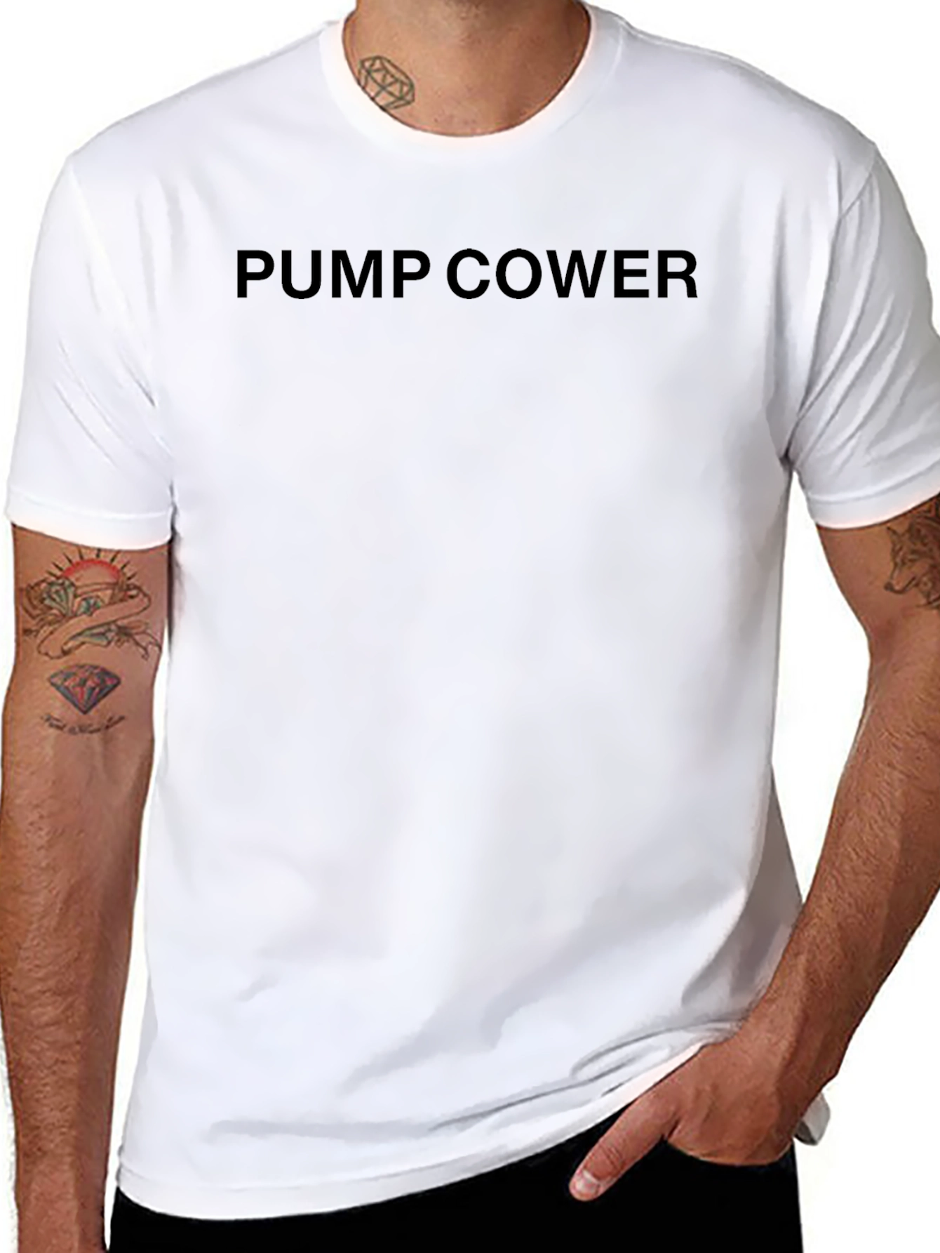 PUMP COWER Mens Black Short Sleeve T-Shirt