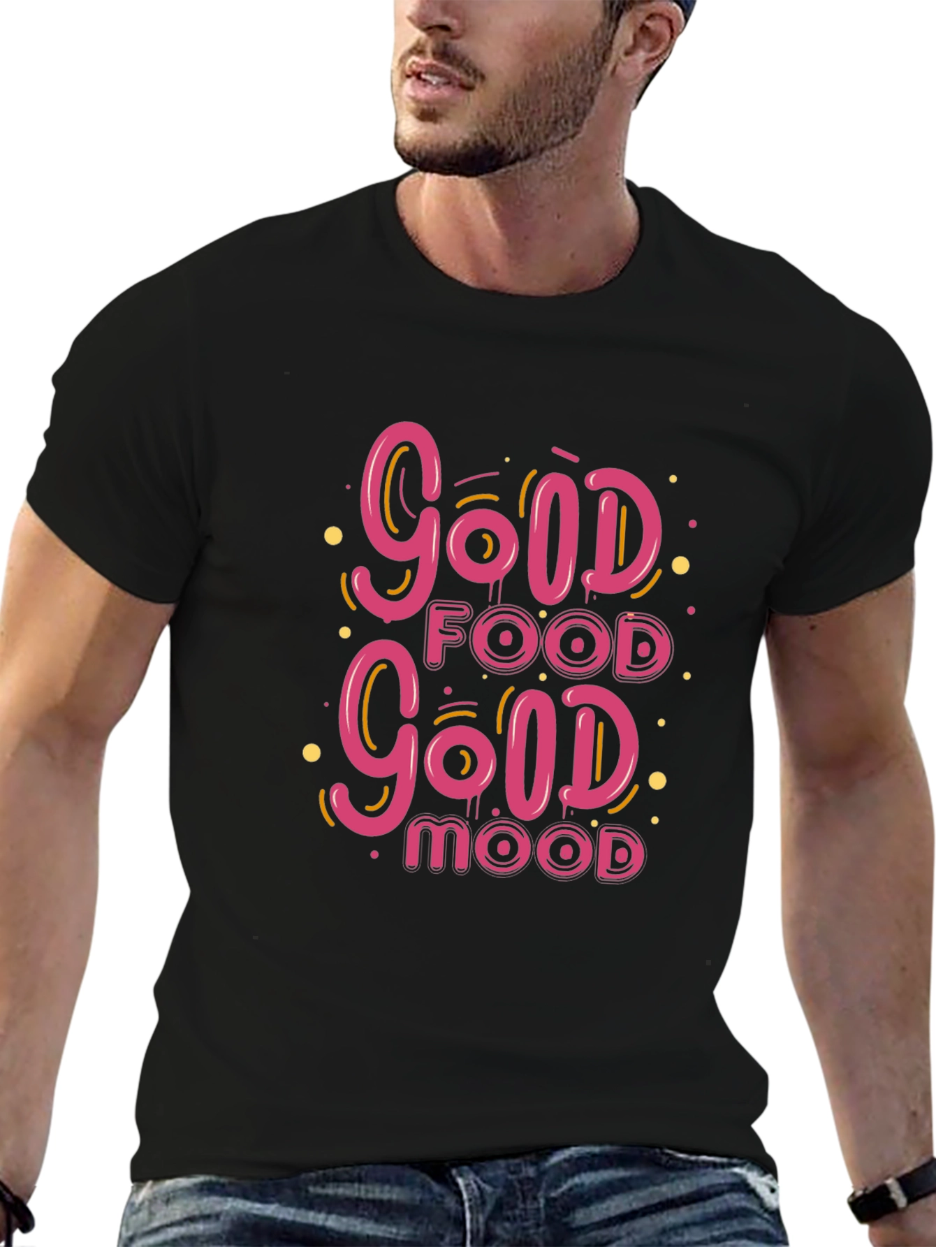 Good Food Good Mood Black Graphic Tee