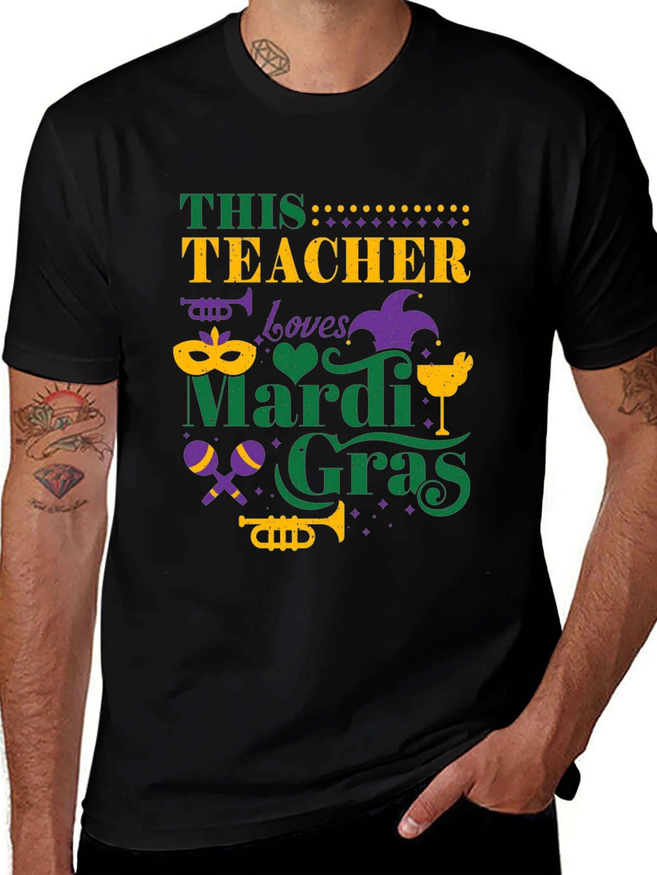Mardi Gras Teacher T-Shirt:  Loves Mardi Gras