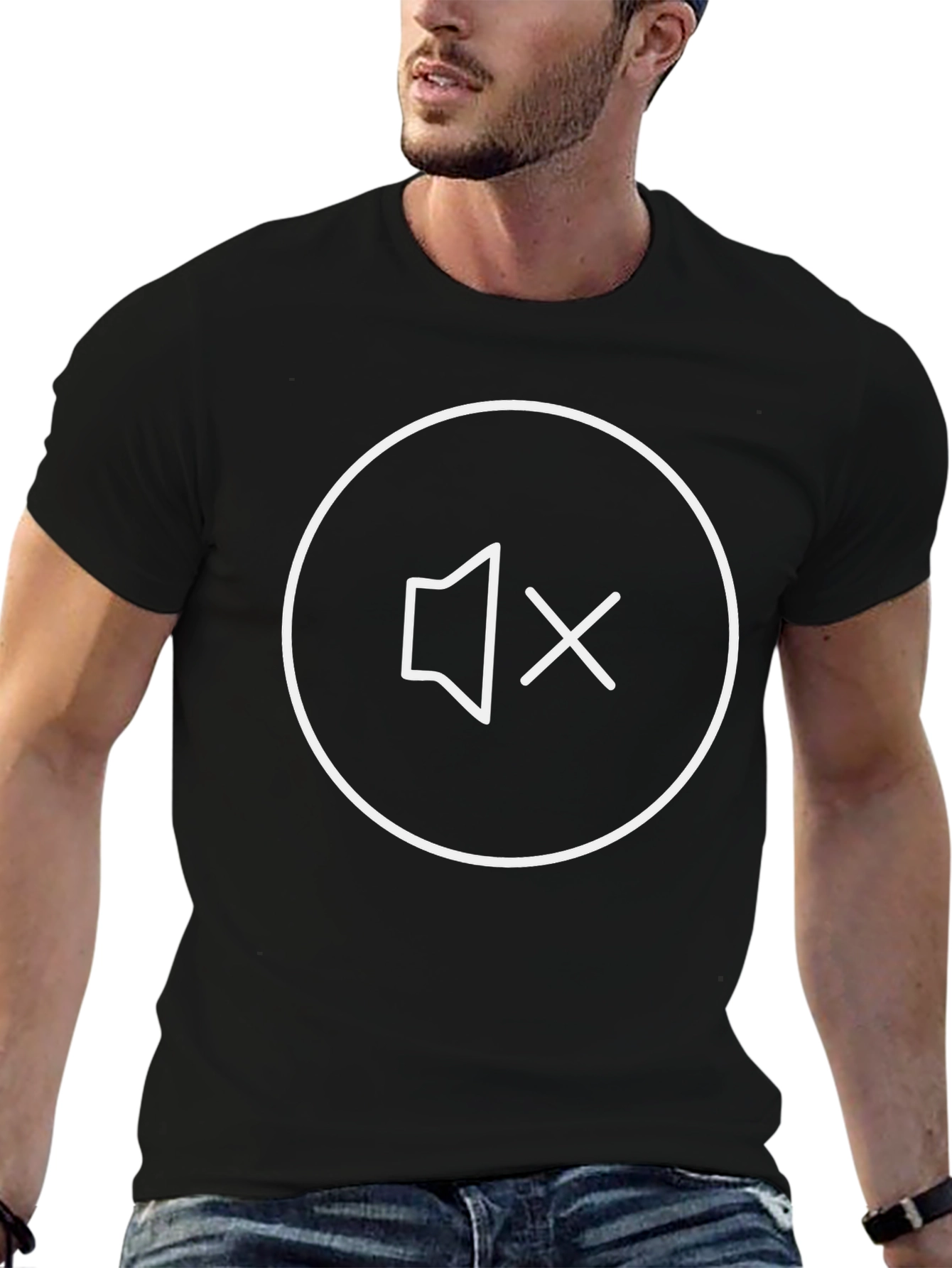 Mute Mode Graphic Tee - Black Cotton Blend T-Shirt