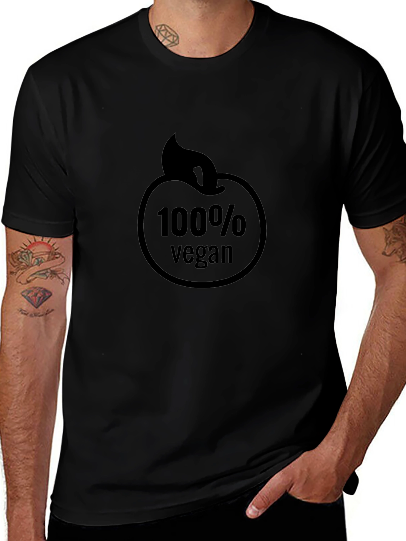 100% Vegan Graphic T-Shirt - Black