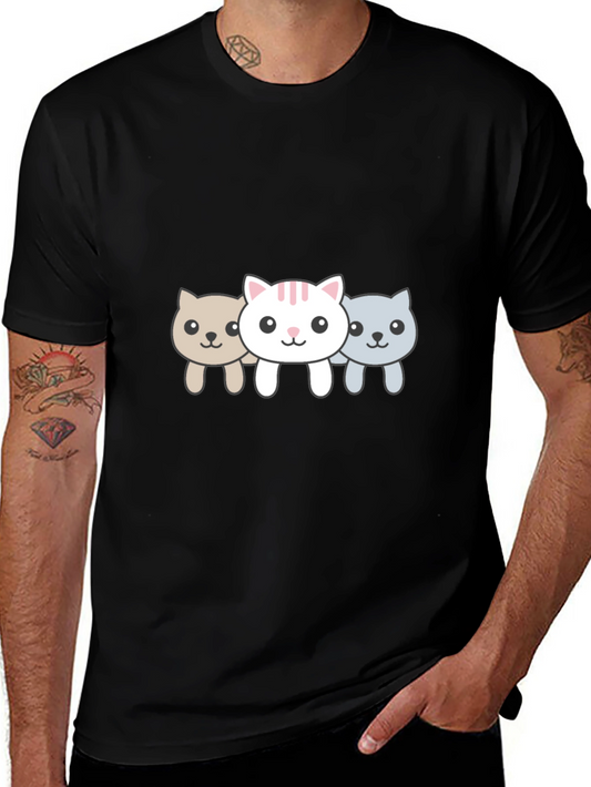 Cute Cat Trio Black Graphic Tee