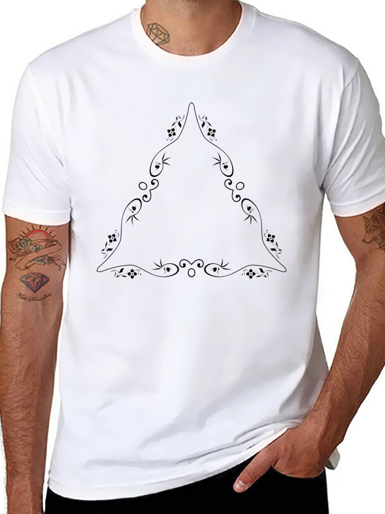 Black T-Shirt with Elegant Triangle Design