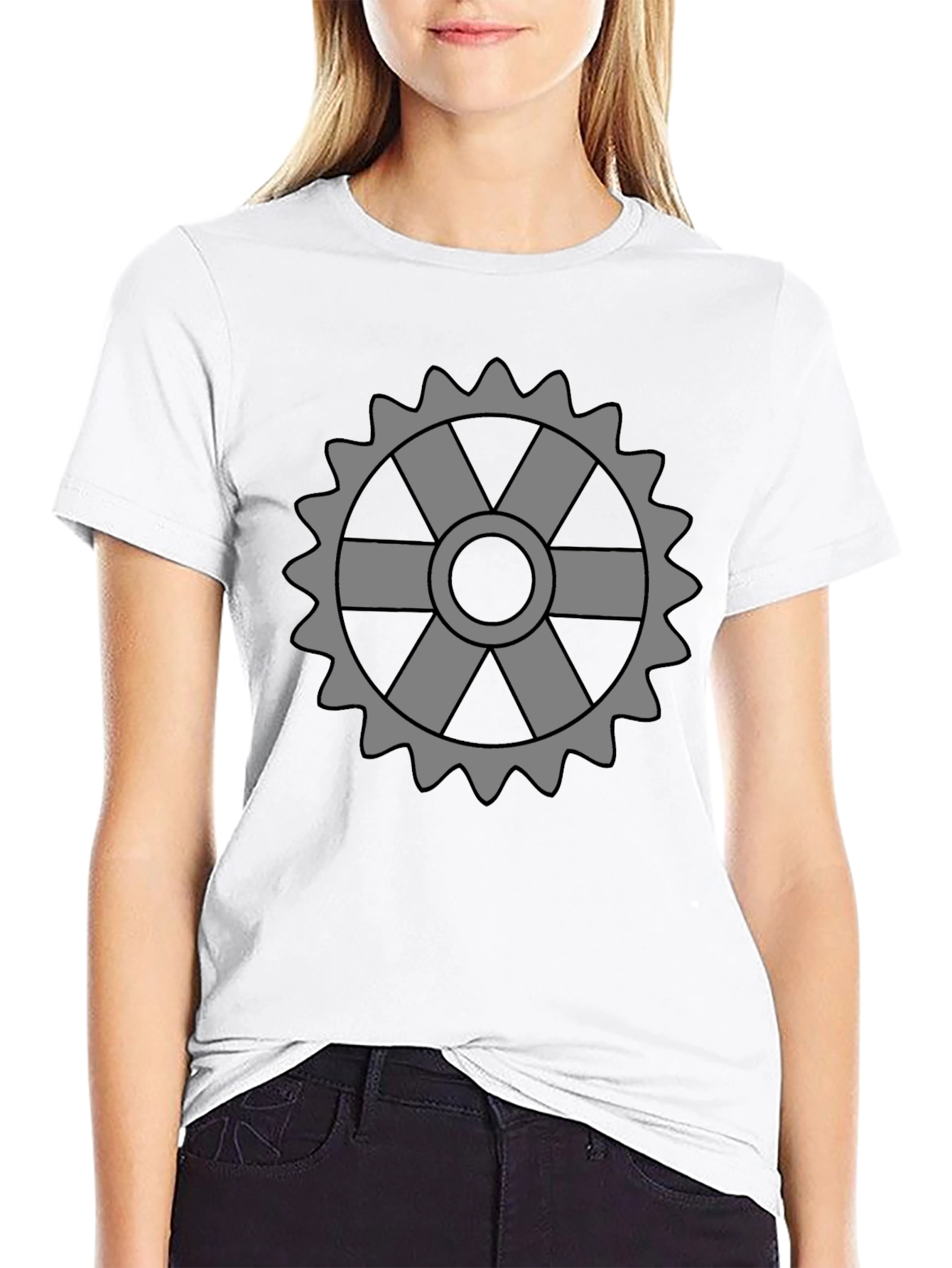 Cog Graphic Tee - Stylish Black Cotton T-Shirt