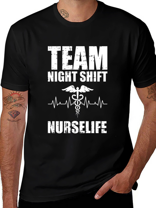Team Night Shift Nurse Life Black T-Shirt