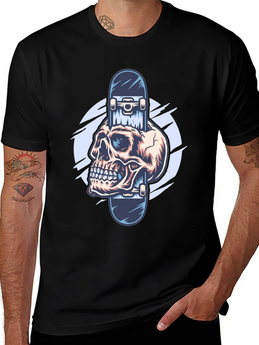Skull Skateboard Graphic Tee - Edgy Style
