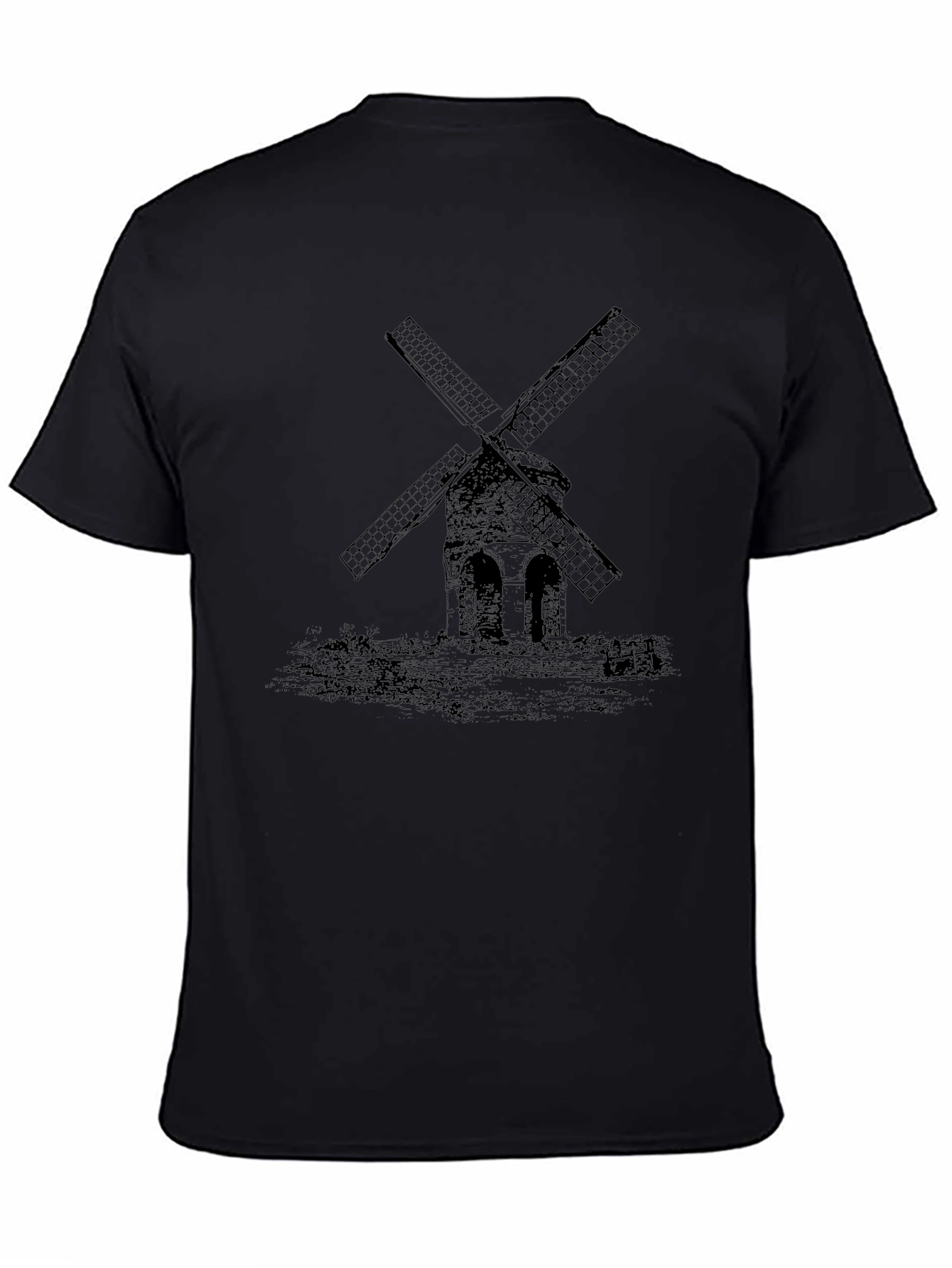Mens Black Windmill Graphic Tee