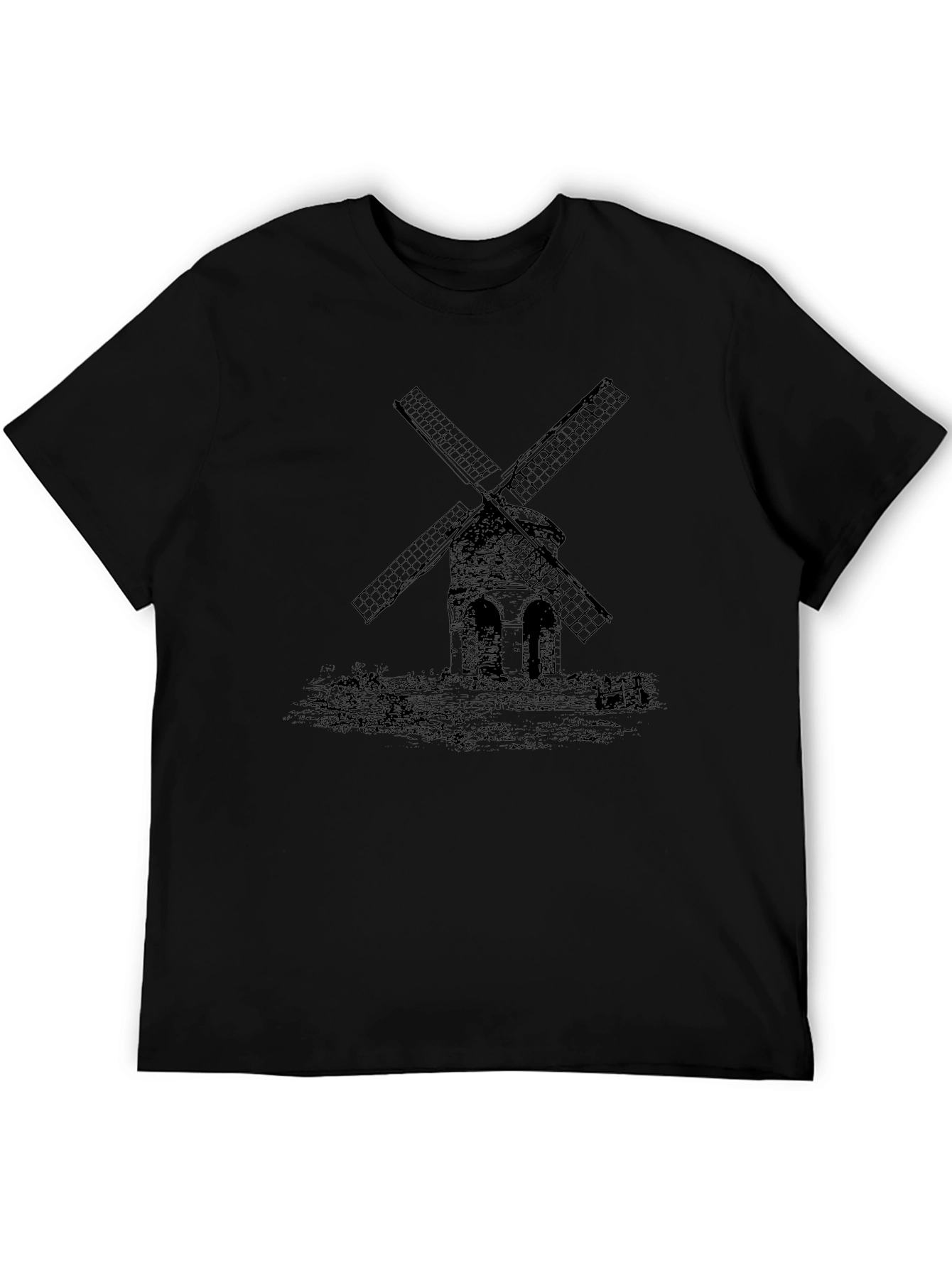 Mens Black Windmill Graphic Tee