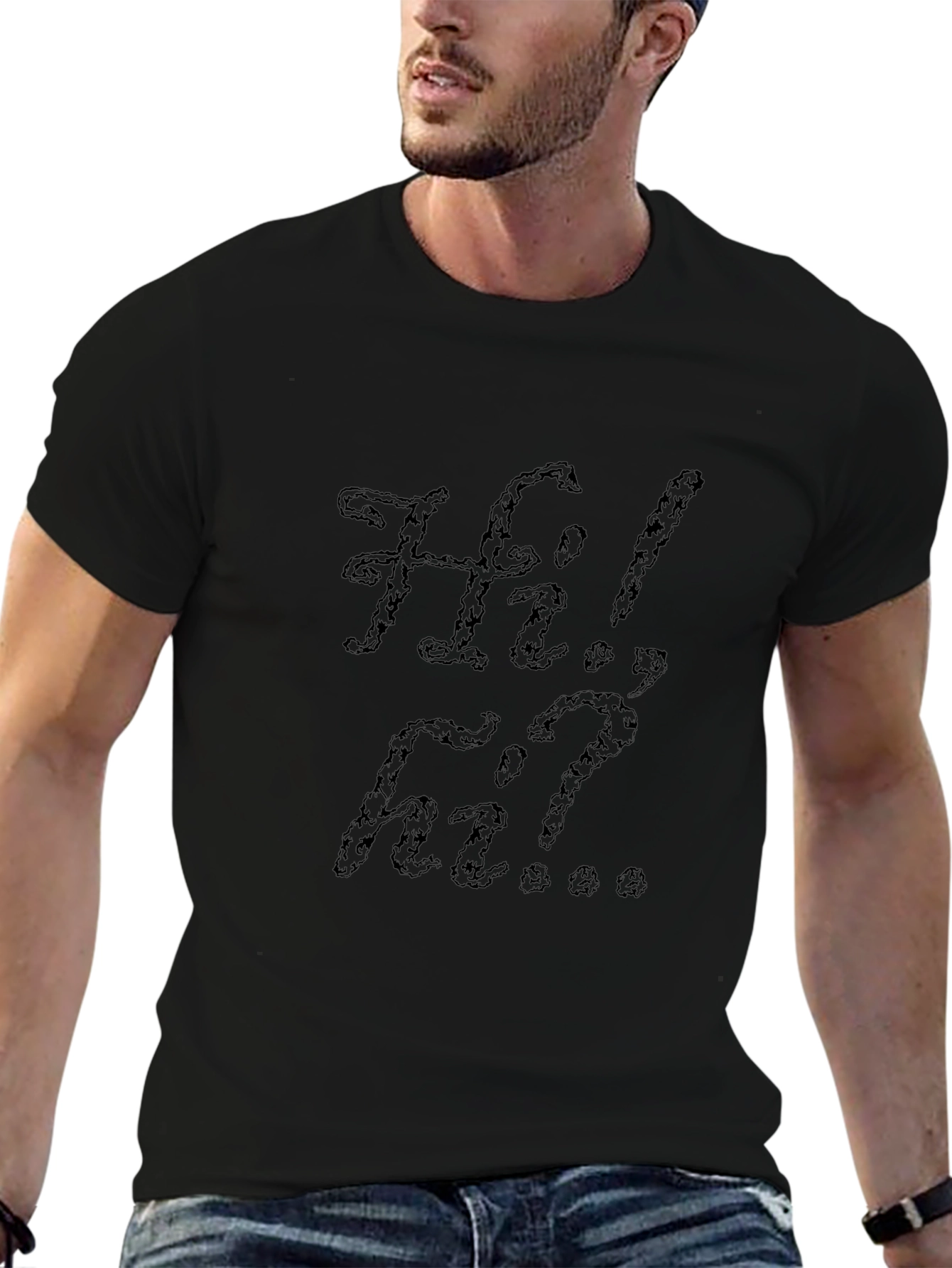 Hi! Graphic Print Black T-Shirt