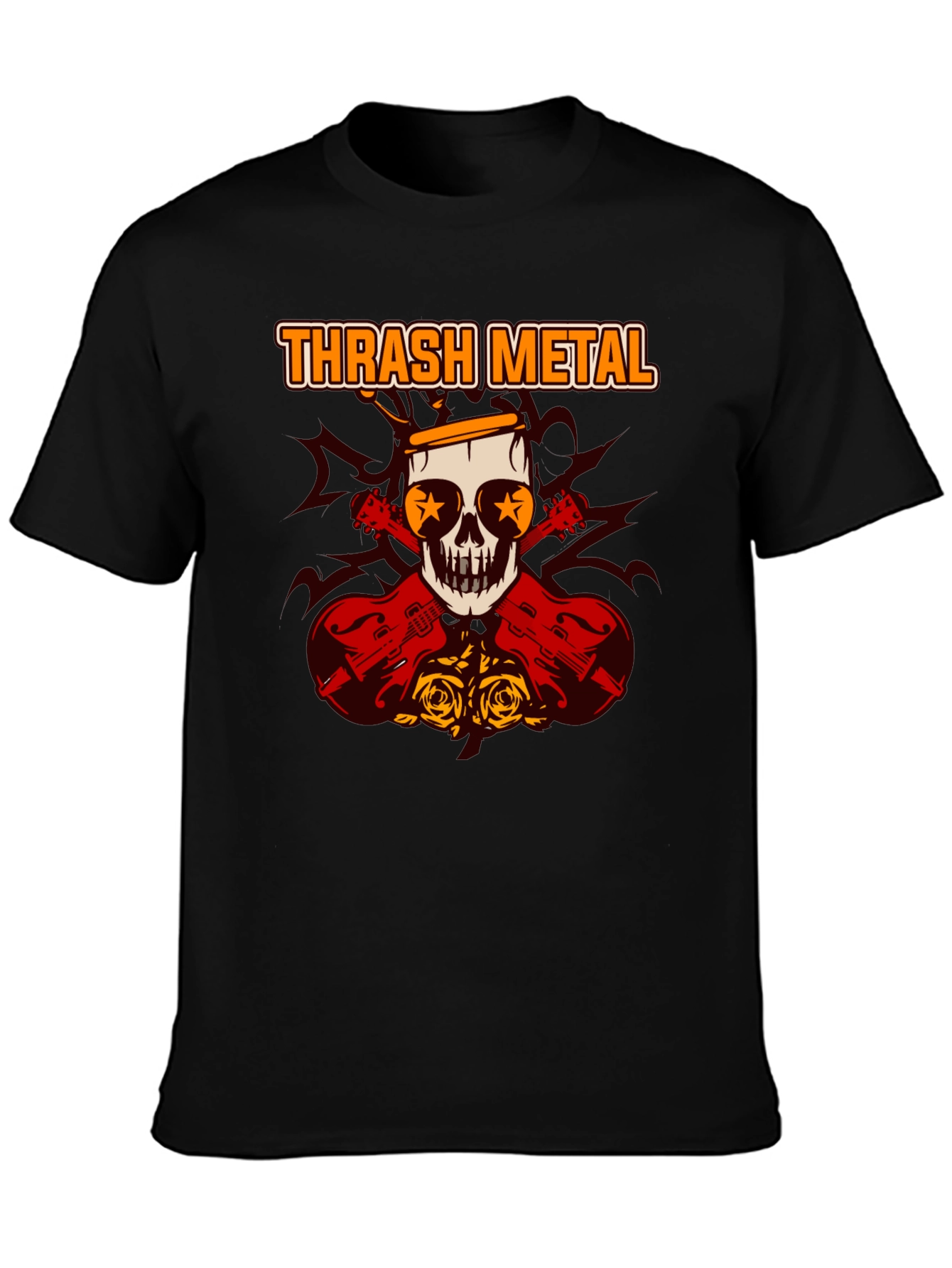 Thrash Metal Skull & Guitar Graphic Tee
