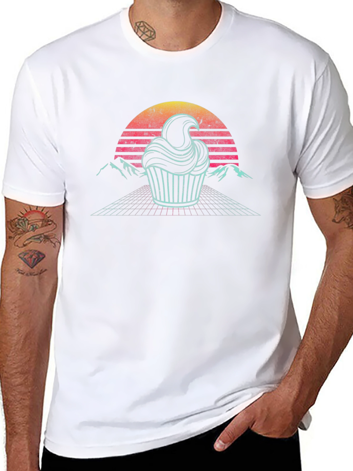 Retro Cupcake T-Shirt - Synthwave Dessert Tee