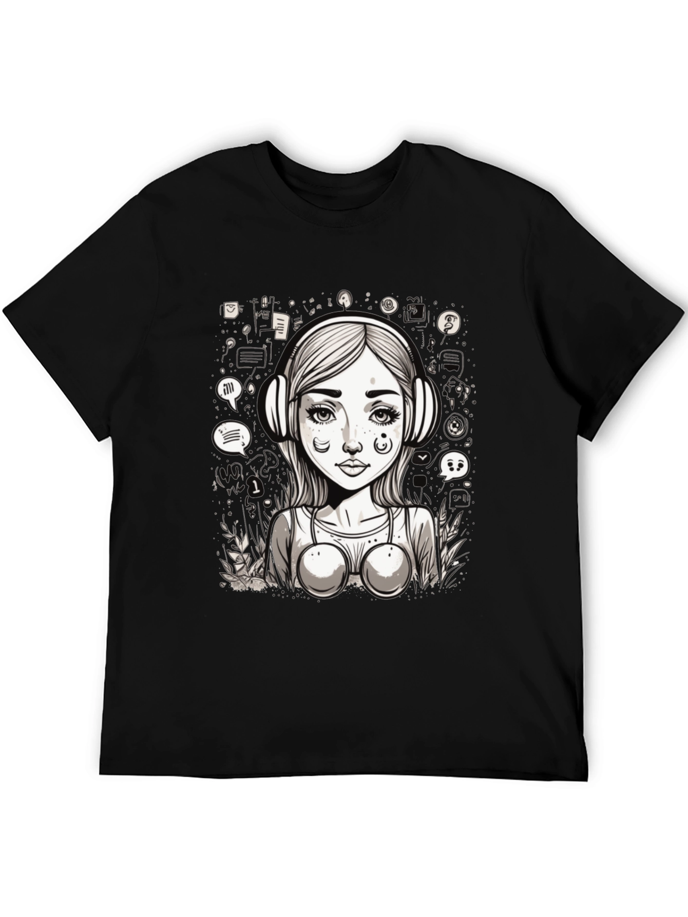 Graphic Tee - Girl with Headphones Design