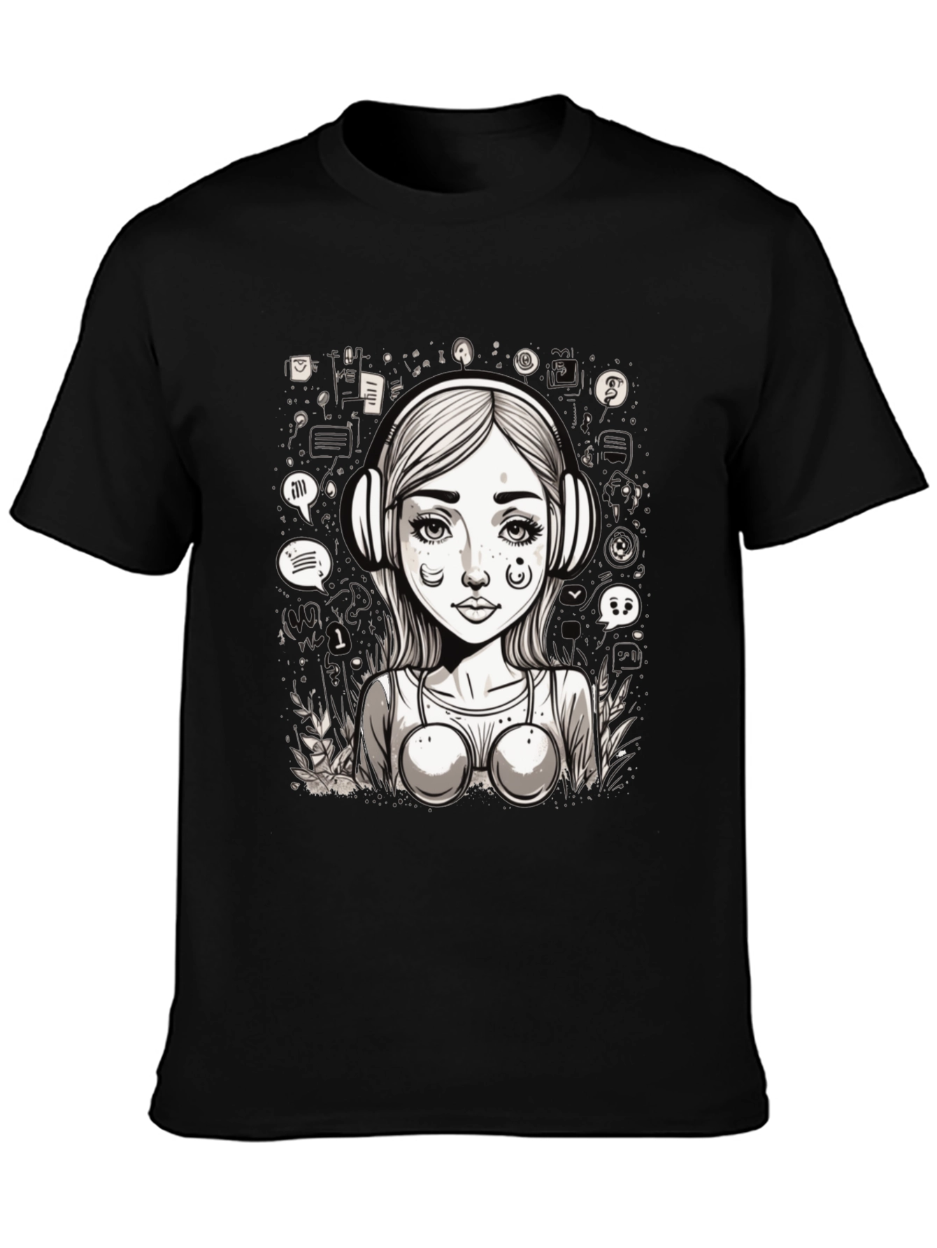 Graphic Tee - Girl with Headphones Design