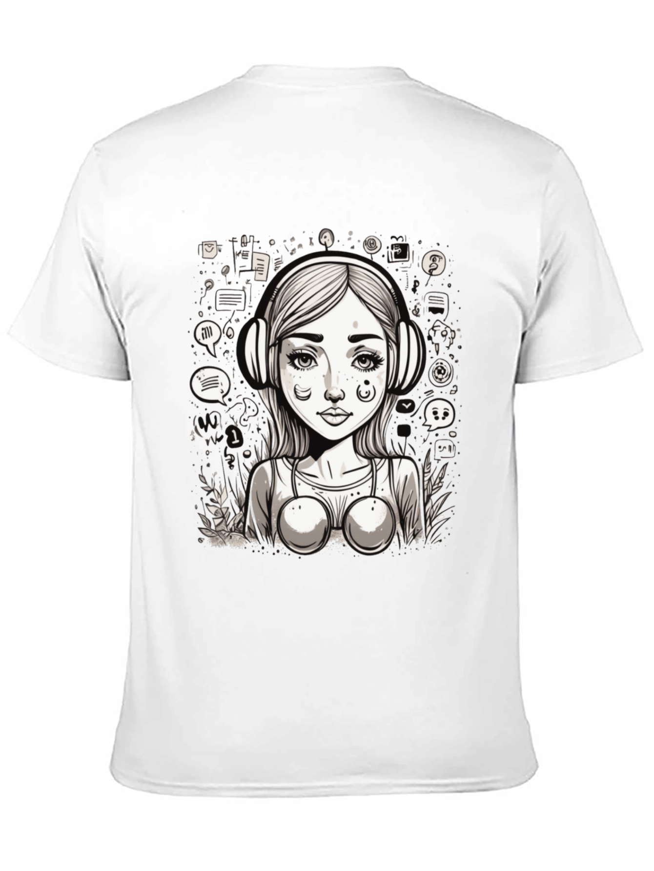 Graphic Tee - Girl with Headphones Design