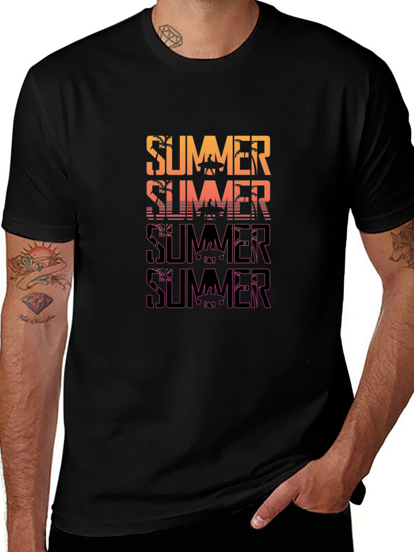Summer Graphic Print Crew Neck T-Shirt