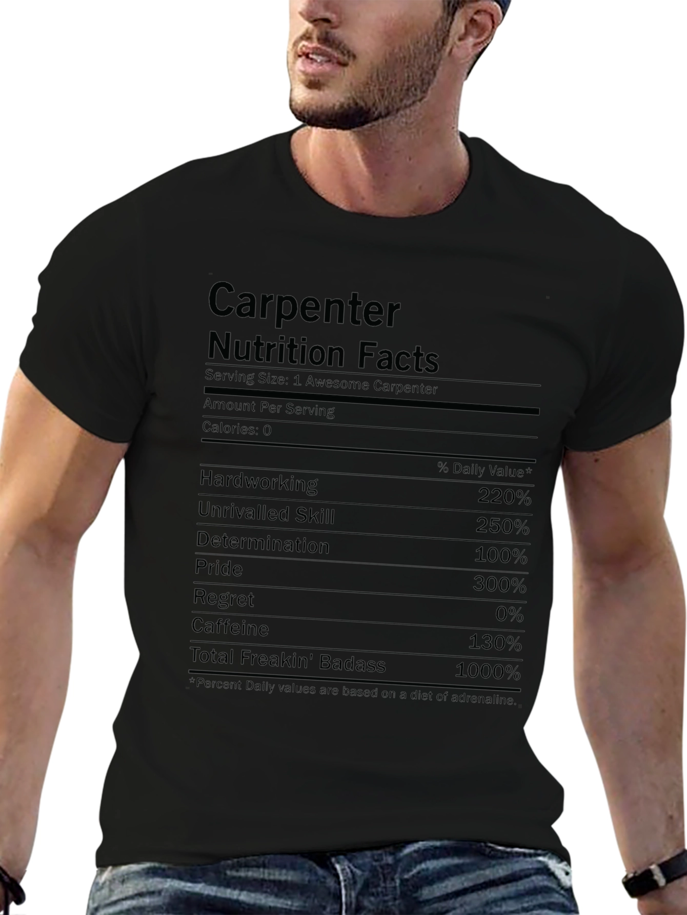 Carpenter Nutrition Facts T-Shirt - Black