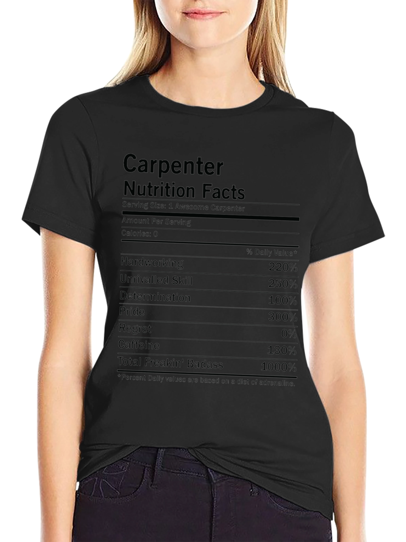 Carpenter Nutrition Facts T-Shirt - Black