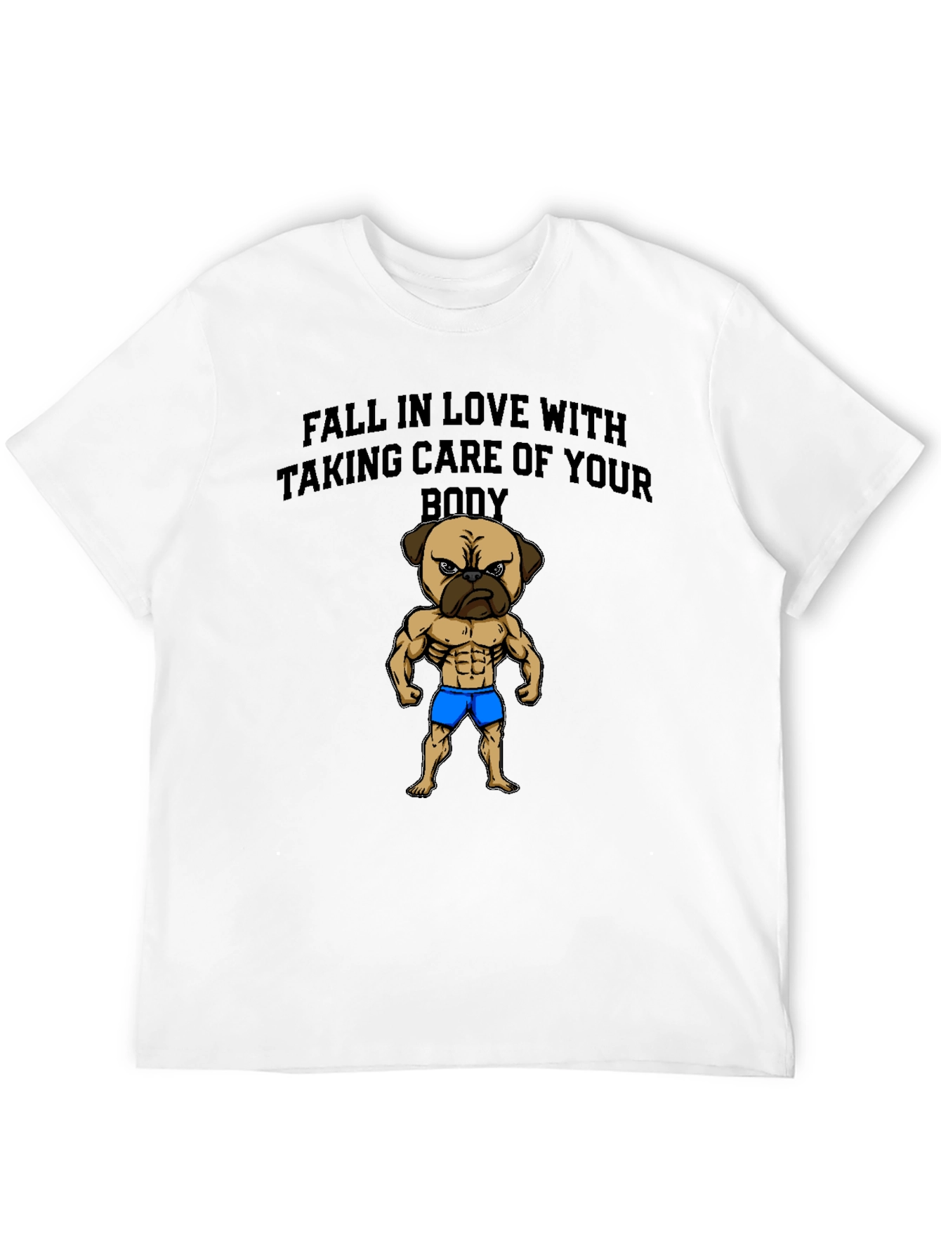 Fitness Pug Mens Black T-Shirt