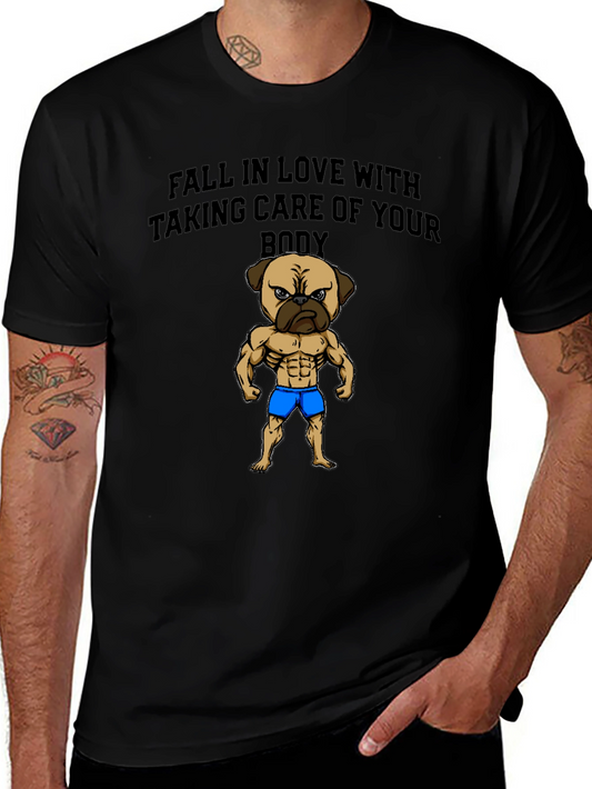 Fitness Pug Mens Black T-Shirt