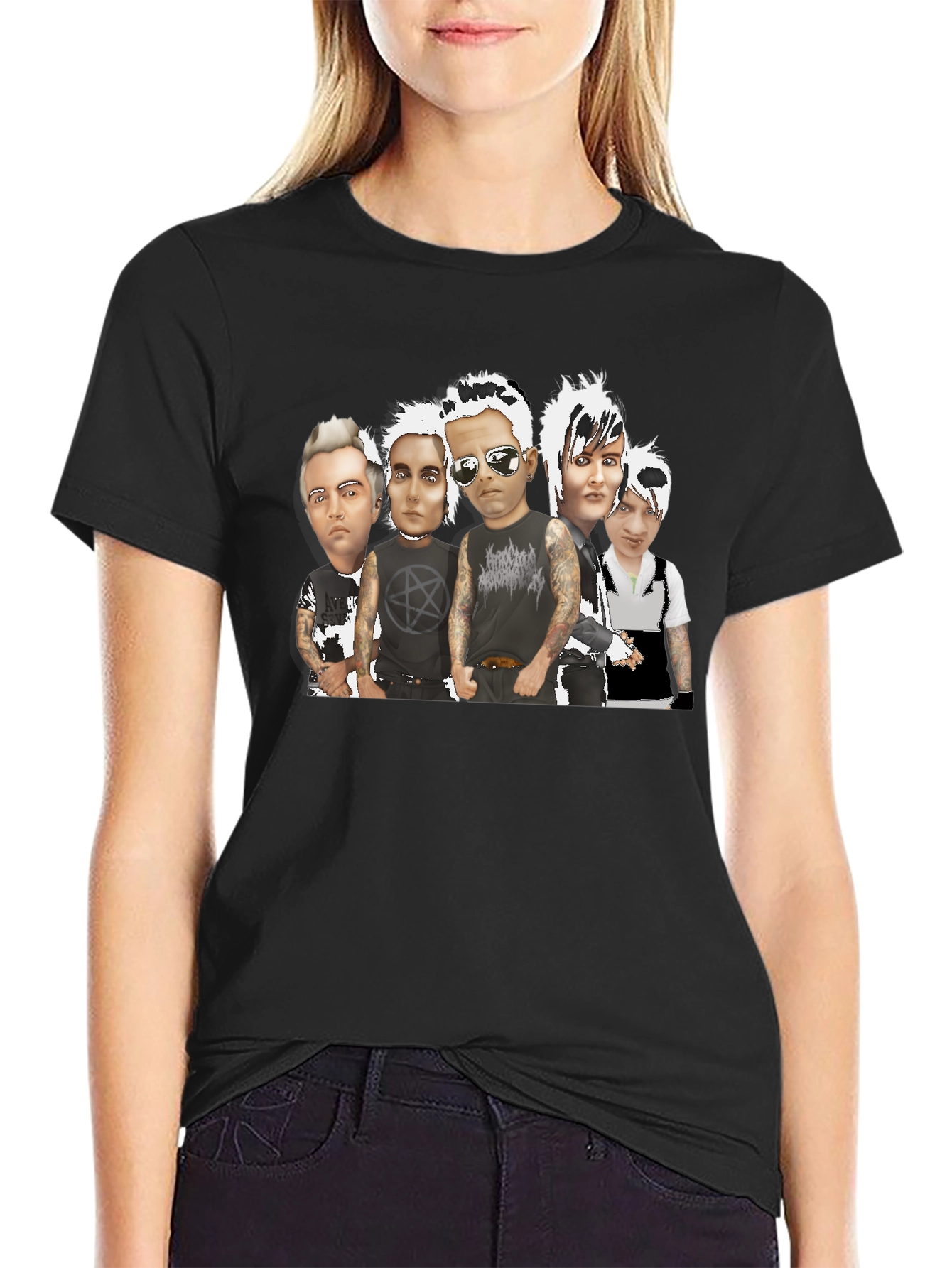 Black T-Shirt with Band Graphic