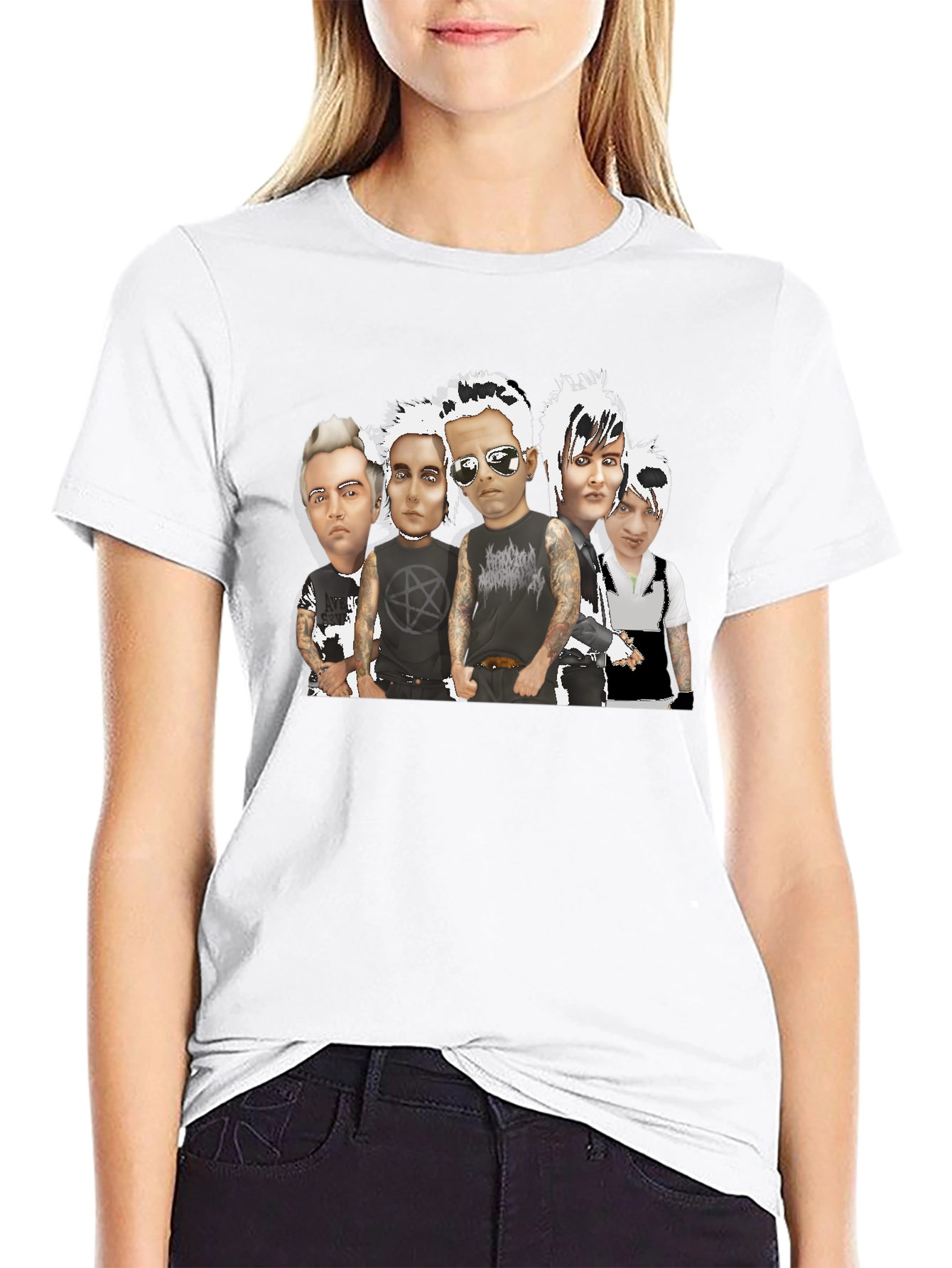Black T-Shirt with Band Graphic