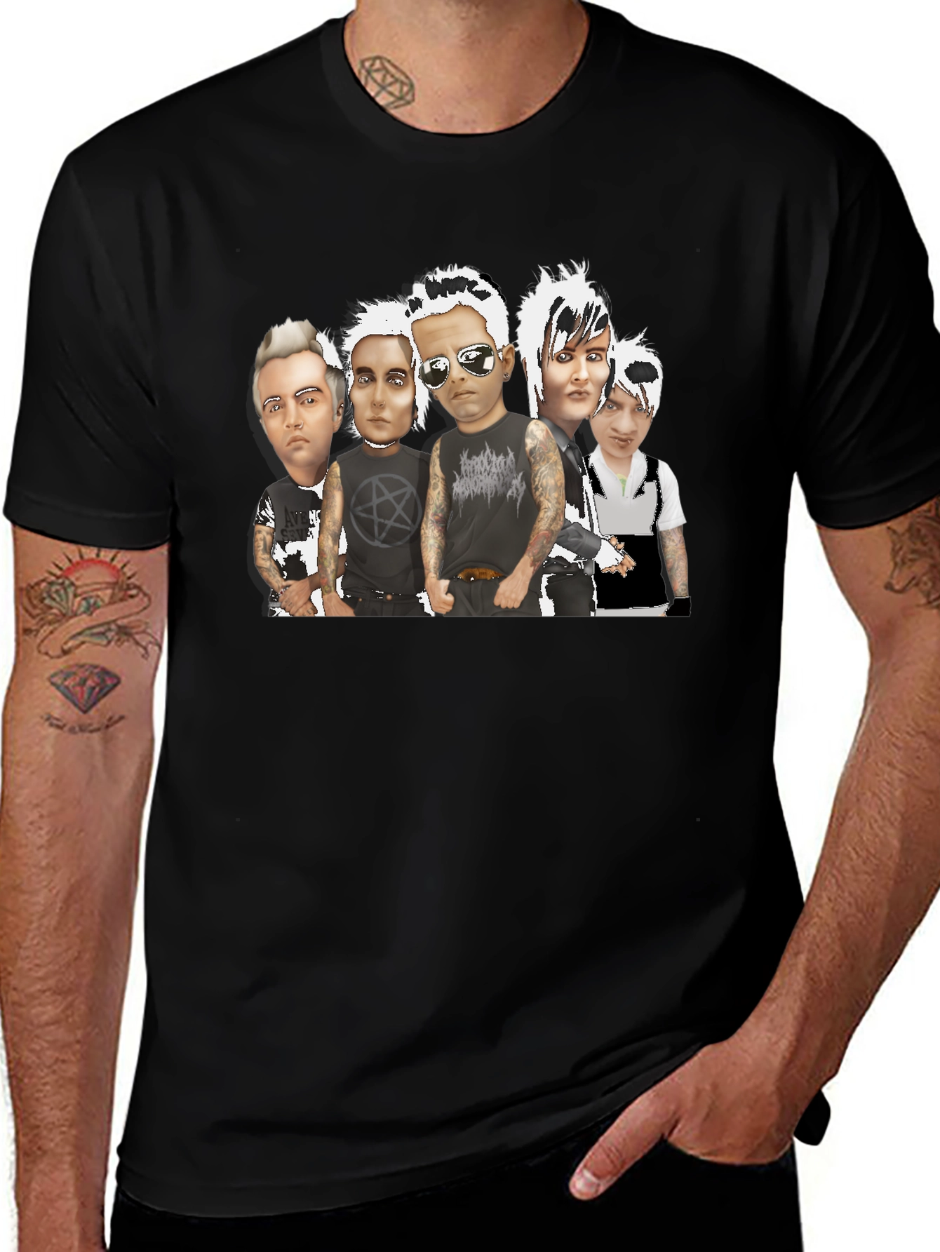 Black T-Shirt with Band Graphic