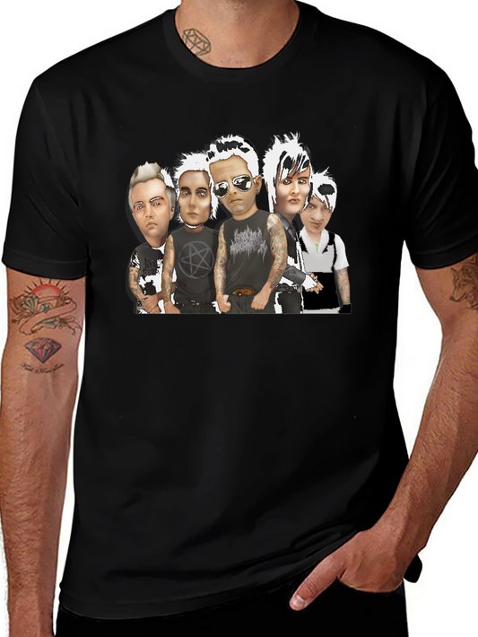 Black T-Shirt with Band Graphic