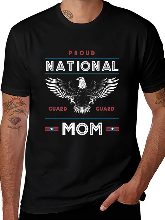 Proud National Guard Mom T-Shirt - Patriotic Eagle Graphic