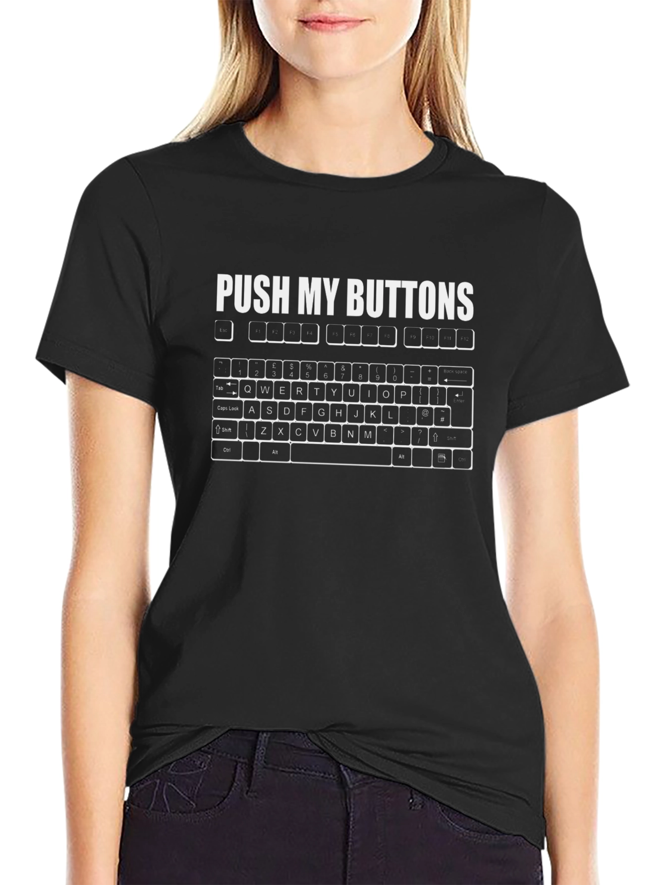 Push My Buttons Keyboard T-Shirt - Gamer Humor