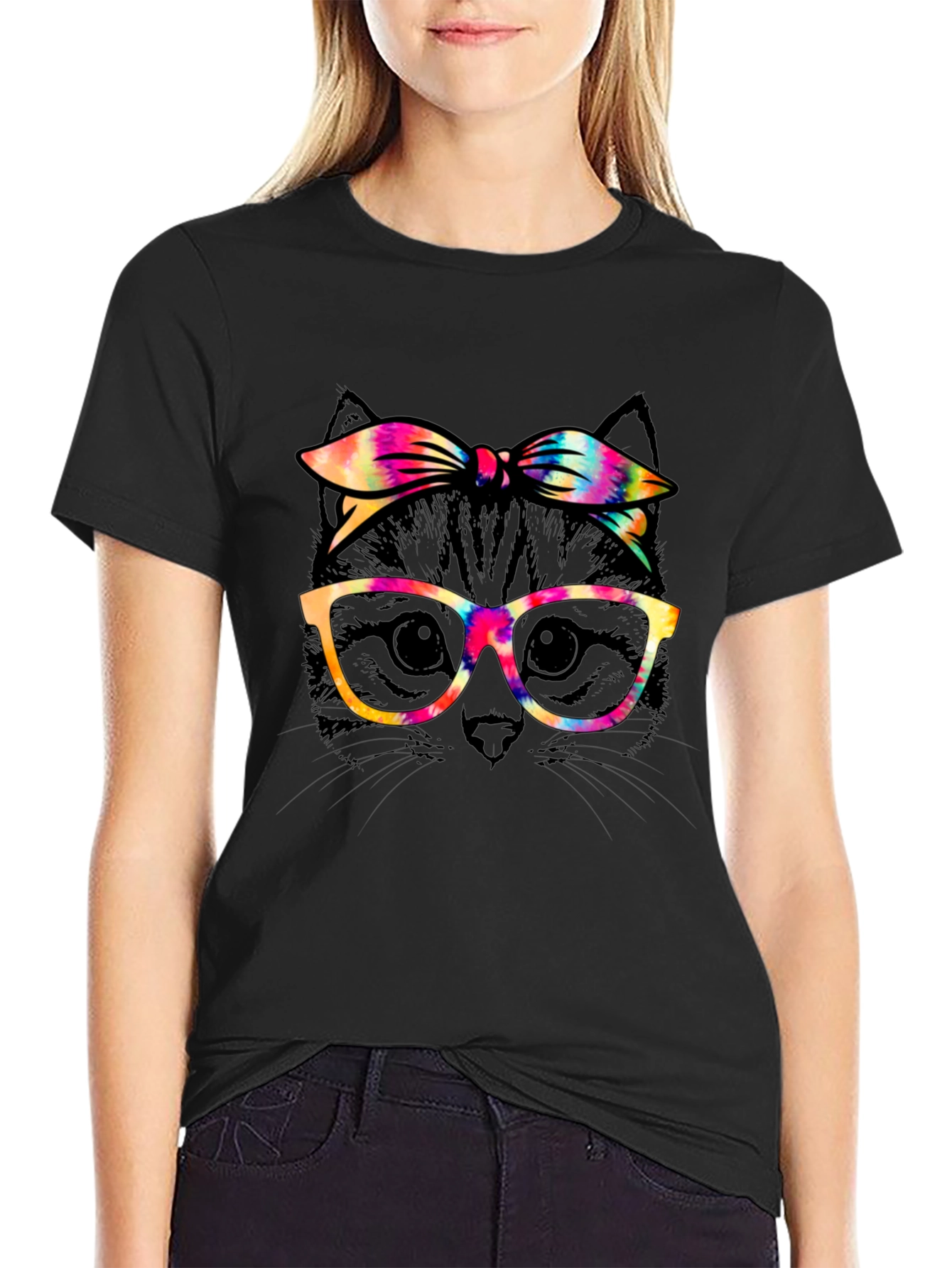 Cool Cat T-Shirt - Tie-Dye Bandana & Glasses