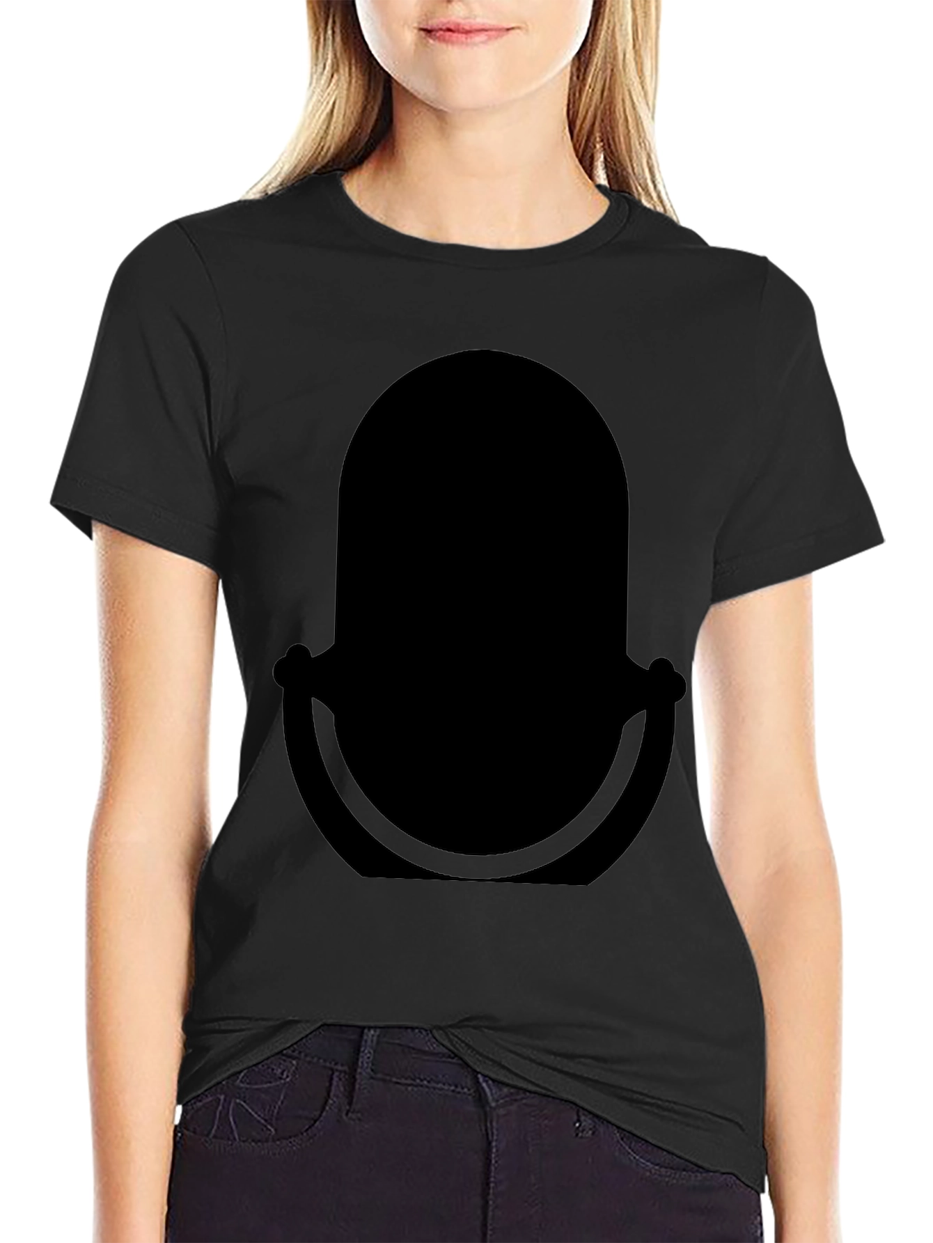 Classic Black T-Shirt with Retro Microphone Design