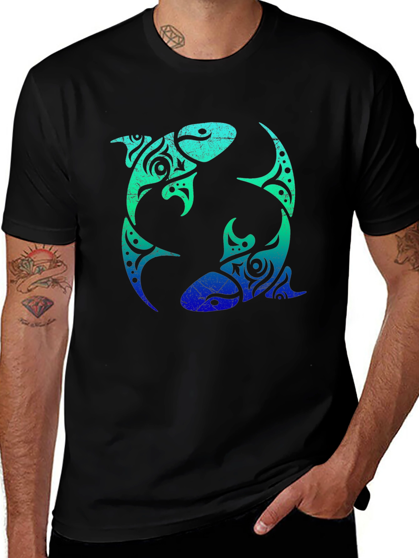 Pisces Tattoo Style Graphic Tee