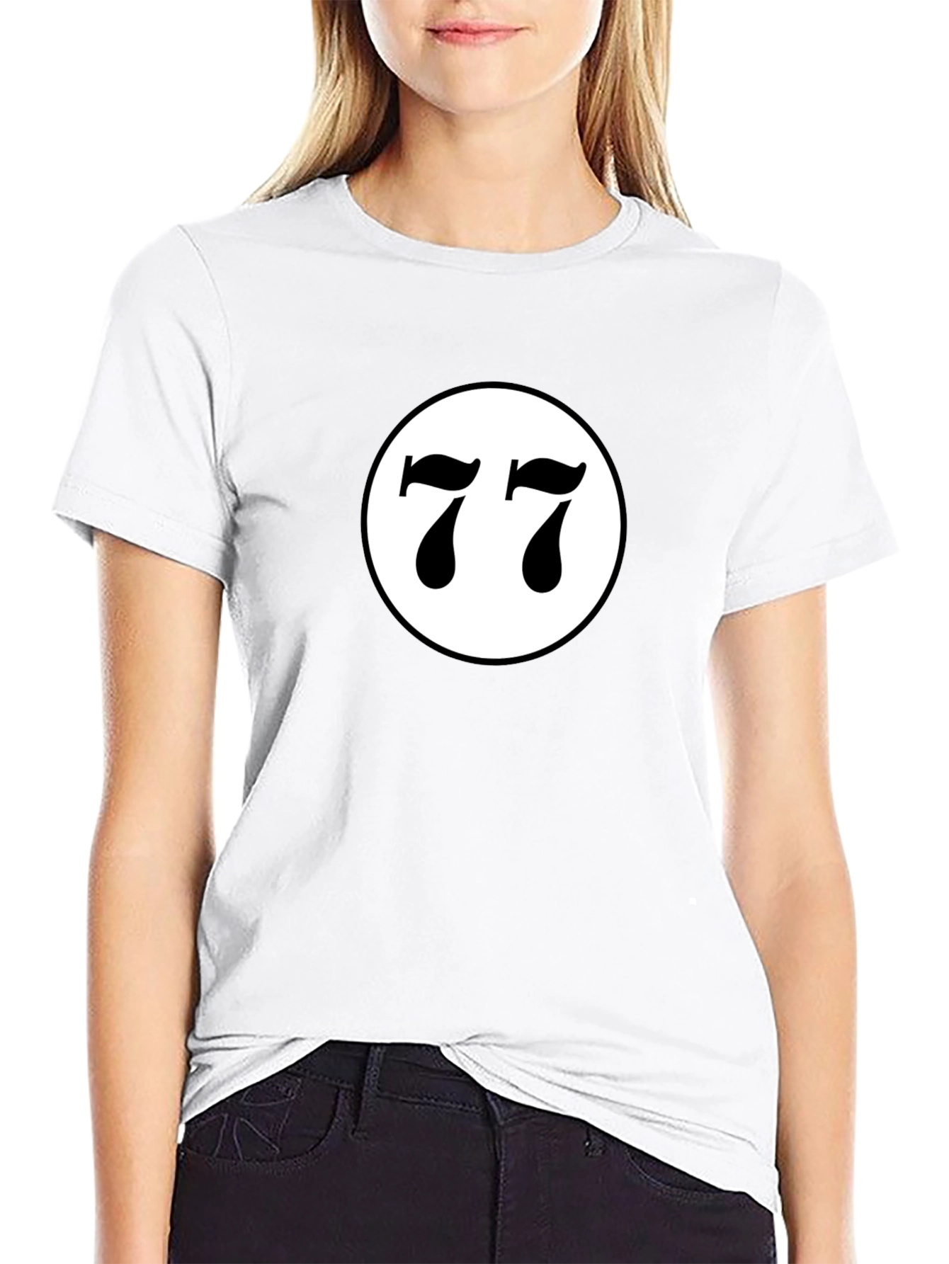 Lucky Number 77 Graphic T-Shirt - Black