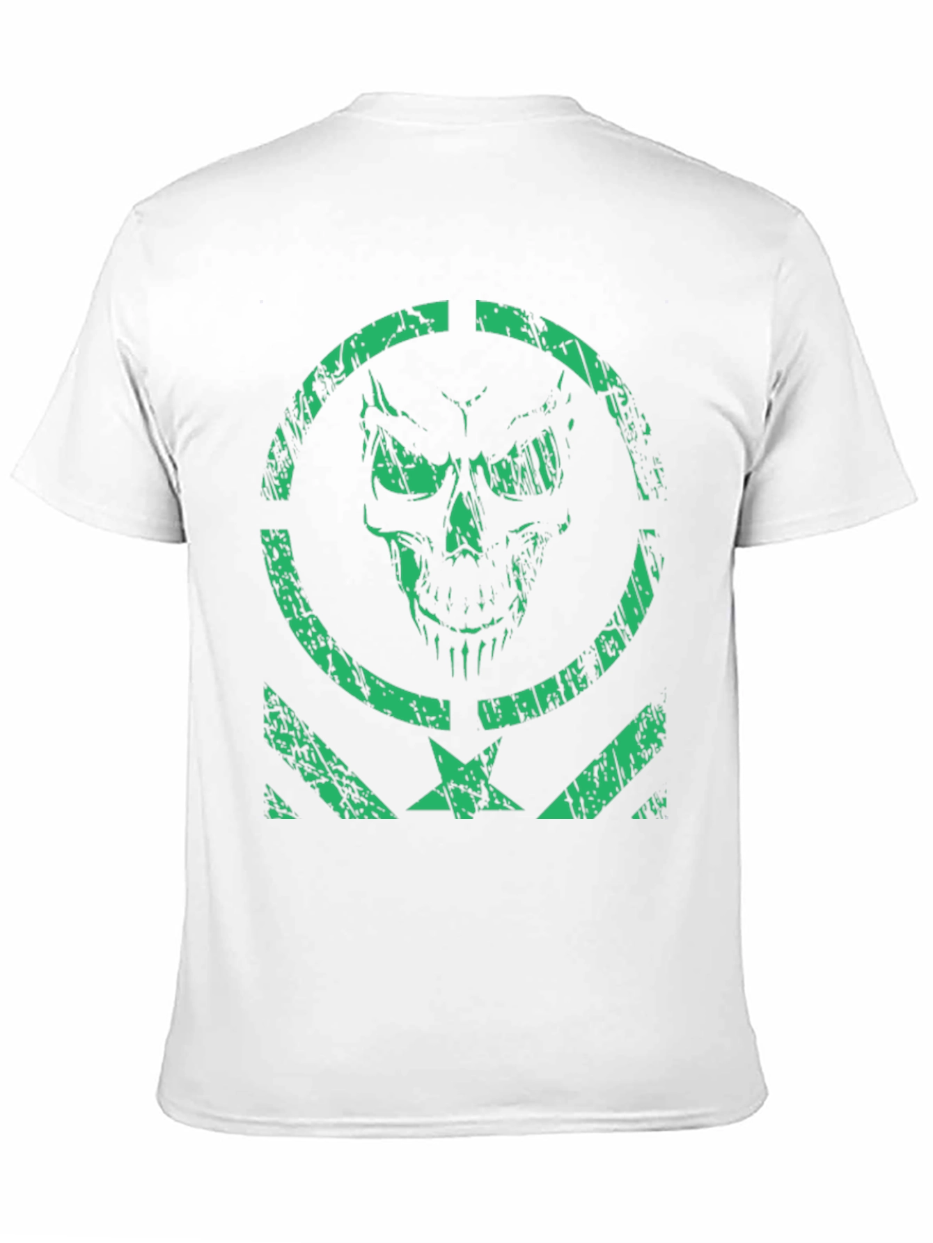 Mens Green Skull Graphic Print Black T-Shirt