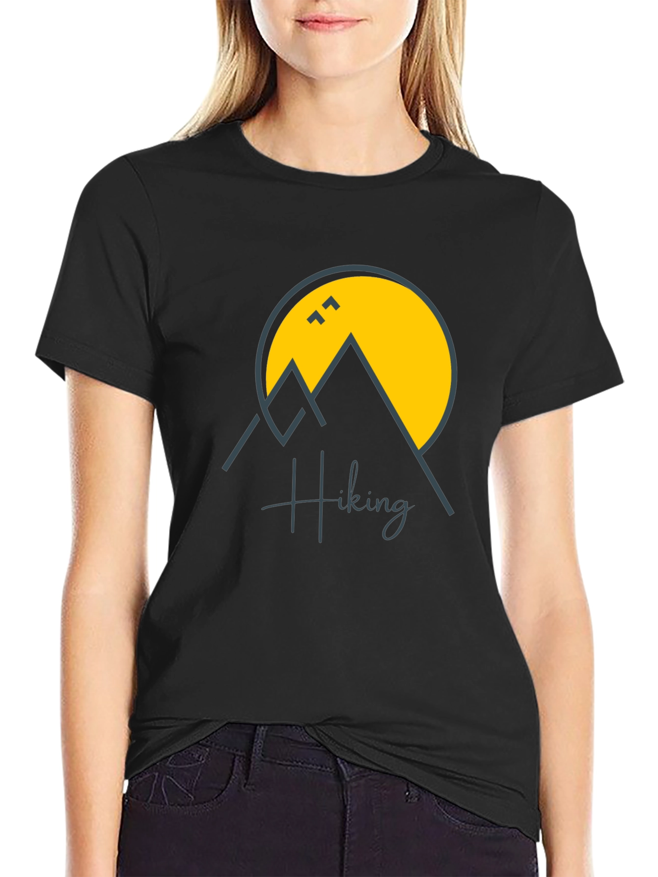 Hiking Graphic Print Black T-Shirt