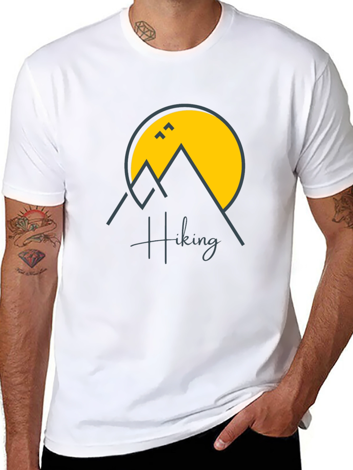 Hiking Graphic Print Black T-Shirt