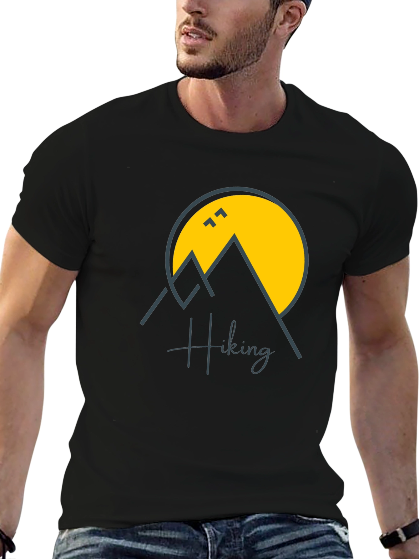 Hiking Graphic Print Black T-Shirt