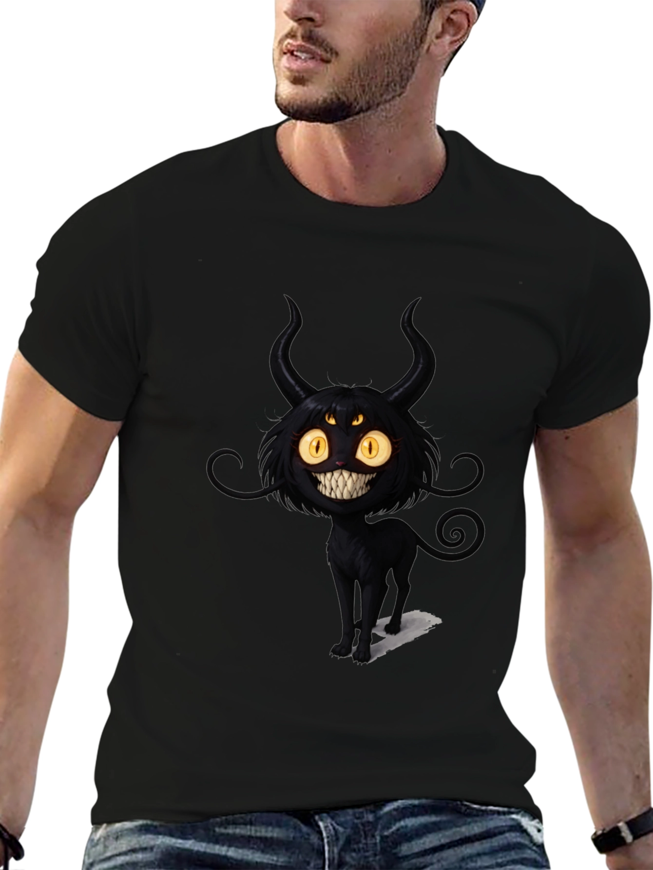 Black Cat Devil Graphic T-Shirt