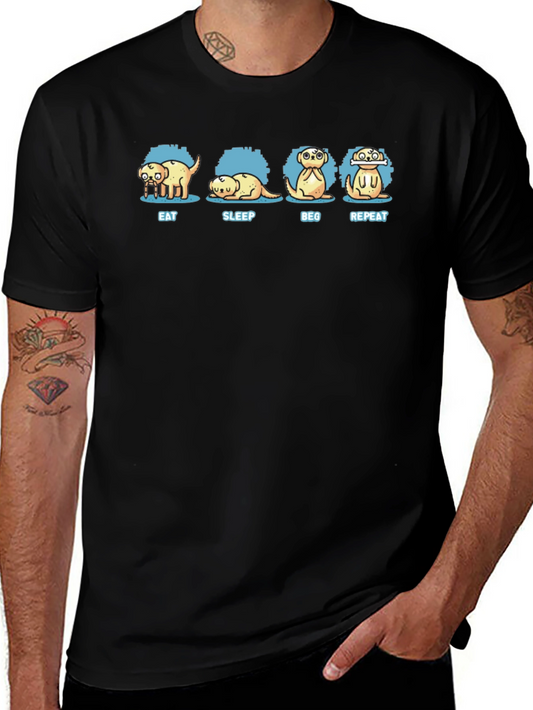 Eat Sleep Beg Repeat Black T-Shirt