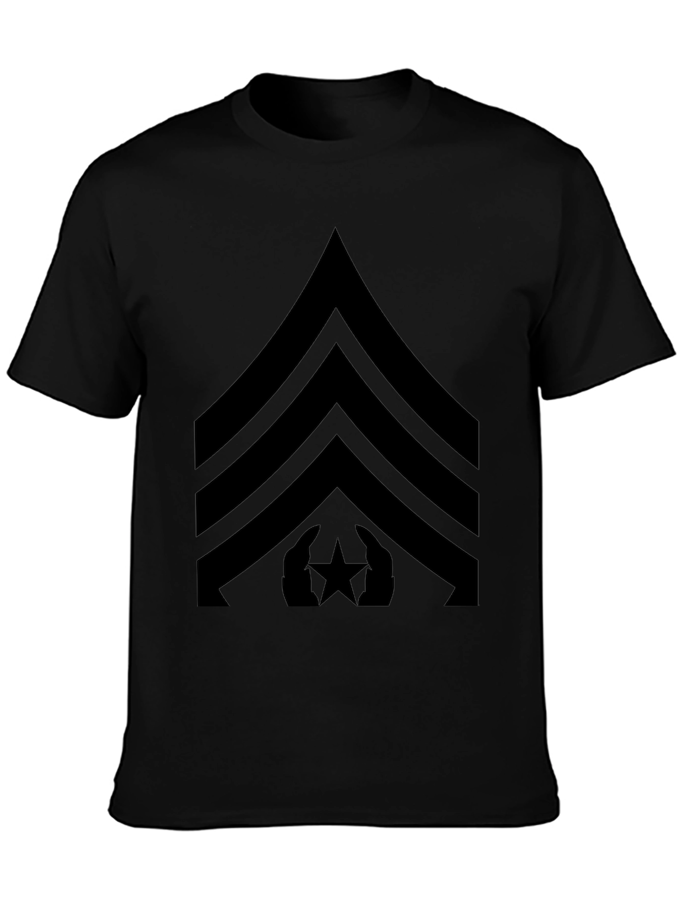 Black T-Shirt with Military Rank Design