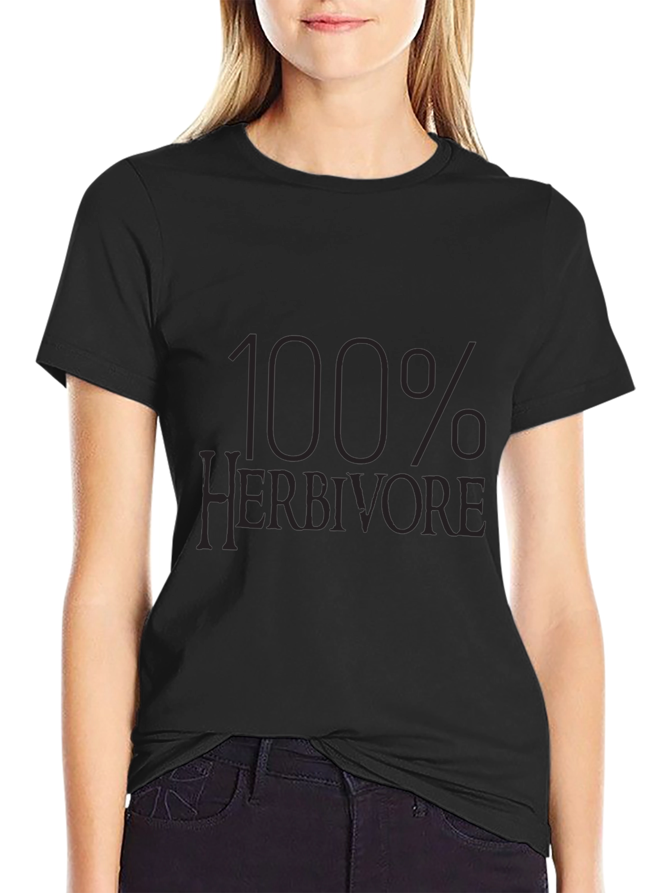 100% Herbivore Black Tee - Vegan Style