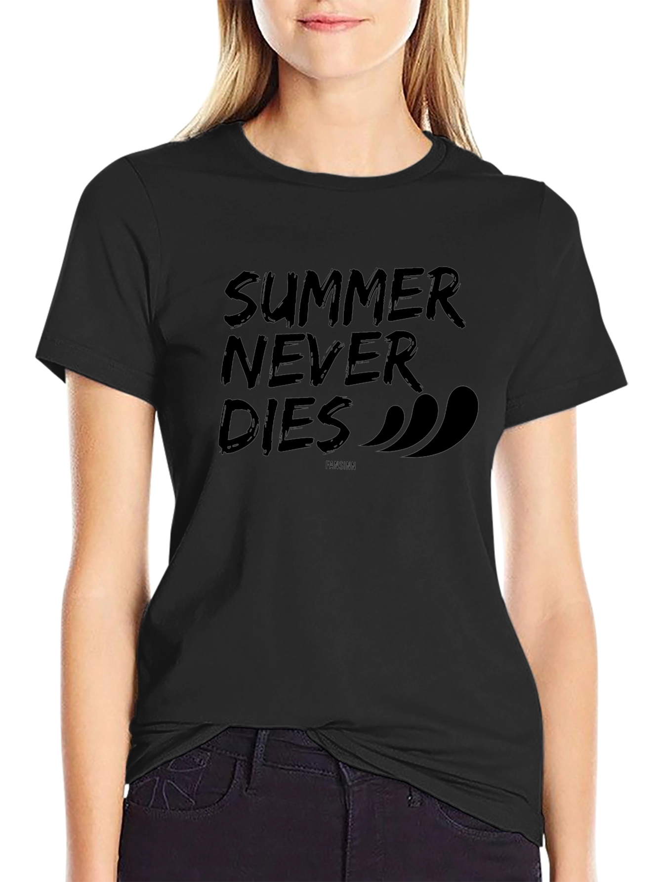 Summer Never Dies Black Graphic Tee