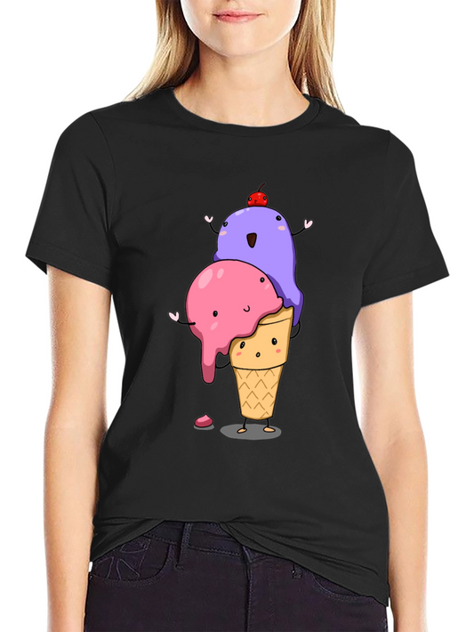Cartoon Ice Cream T-Shirt - Cute Dessert Graphic Tee