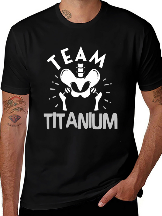 Team Titanium T-Shirt - Skeleton Weightlifting Gym Tee