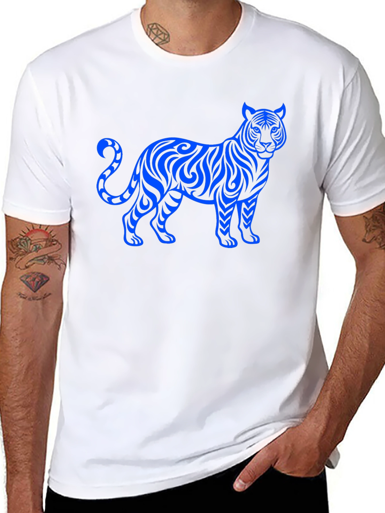 Tribal Tiger Graphic Black T-Shirt