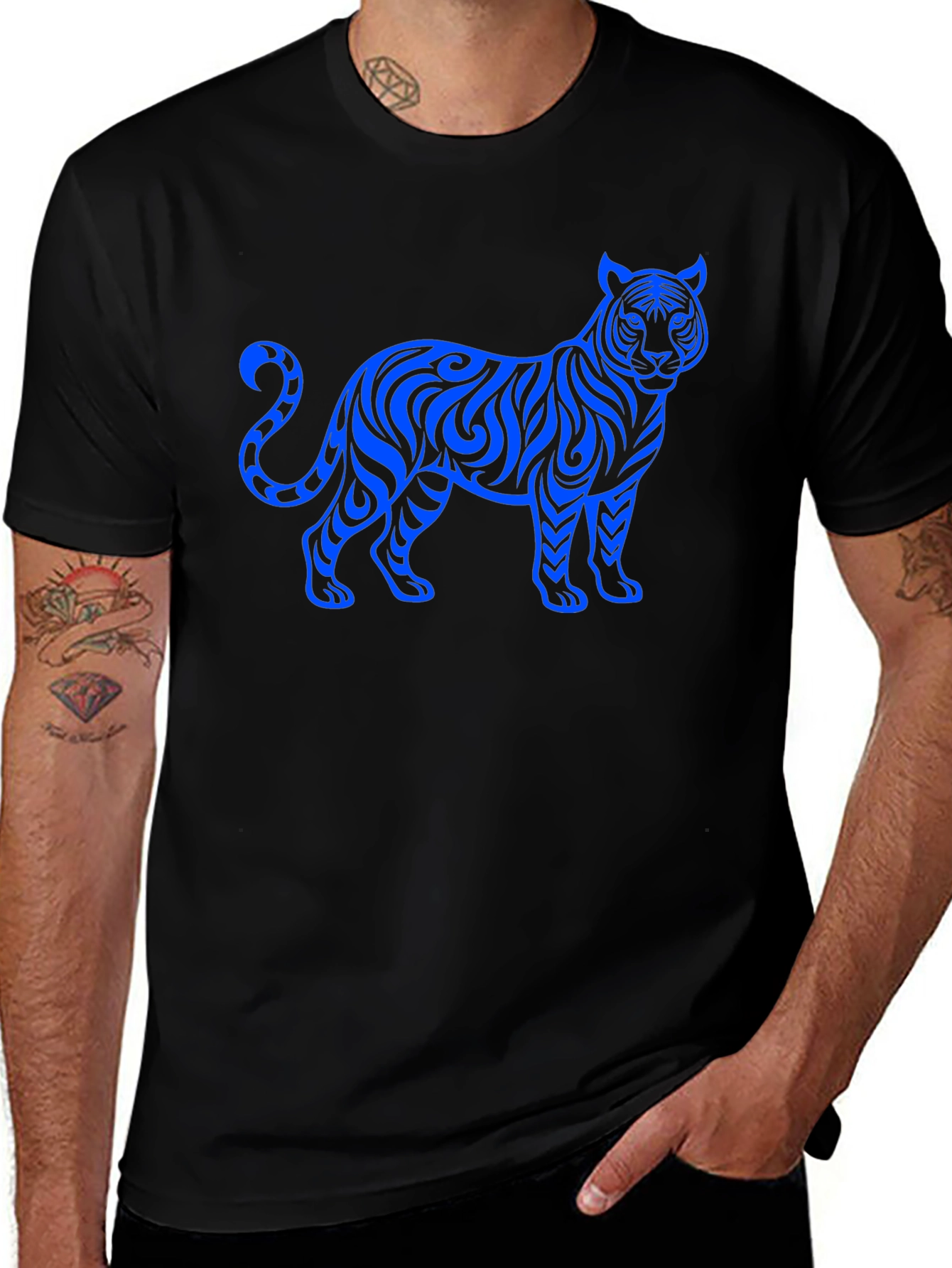 Tribal Tiger Graphic Black T-Shirt