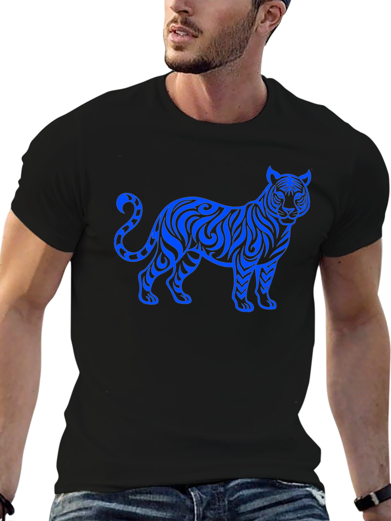 Tribal Tiger Graphic Black T-Shirt