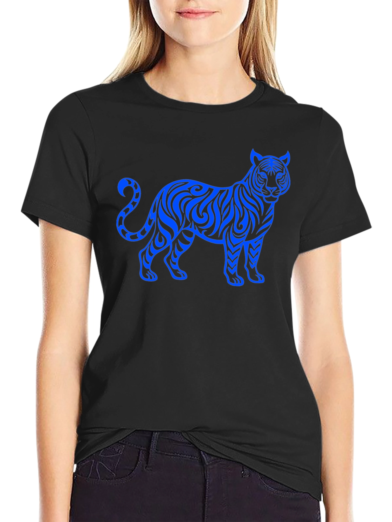 Tribal Tiger Graphic Black T-Shirt
